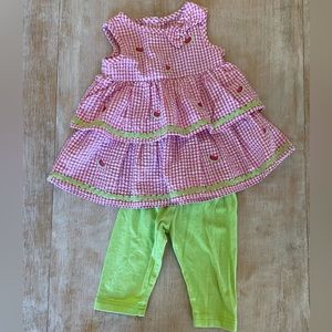 Goodlad watermelon tiered top and green pants